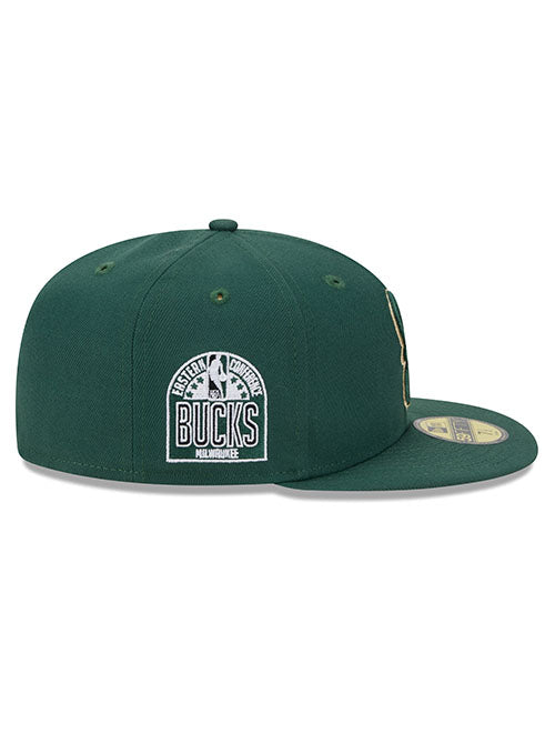 New Era Conference Patch 59Fifty Milwaukee Bucks Fitted Hat in Green - Right Side View