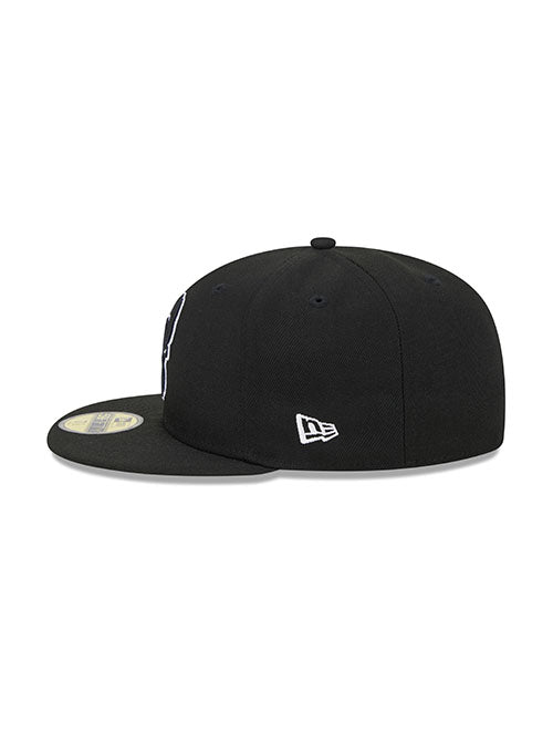 New Era Tonal Conference Patch 59FIfty Milwaukee Bucks Fitted Hat in Black - Left Side View
