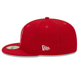 New Era Tonal Conference Patch 59Fifty Milwaukee Bucks Fitted Hat in Red - Left Side View