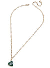 BaubleBar Heart Wordmark Milwaukee Bucks Charm Necklace In Gold & Green - Front View