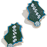 BaubleBar State Milwaukee Bucks Stud Earrings In Green - Front View