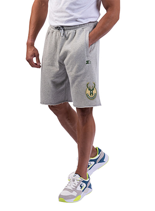 Starter Sweat Spike Global Grey Milwaukee Bucks Shorts-front