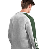 Starter Stadium State Grey Milwaukee Bucks Crewneck Sweatshirt-back