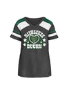 Youth Girls New Era Heart Black Milwaukee Bucks V-Neck T-Shirt