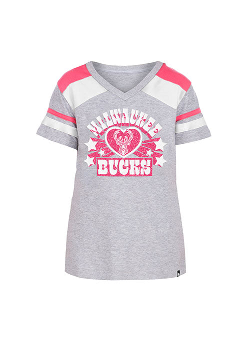 Heart Milwaukee Bucks V Neck T Shirt