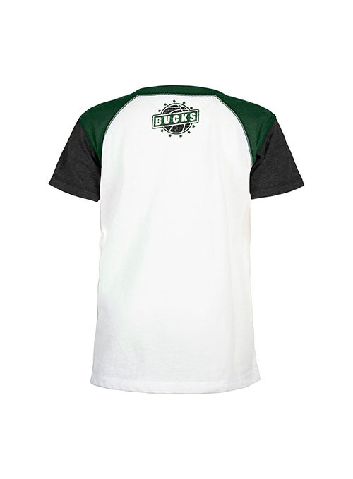 Youth Girls New Era Raglan Icon Milwaukee Bucks T-Shirt - Back View