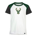 Youth Girls New Era Raglan Icon Milwaukee Bucks T-Shirt - Front View