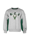 Youth Girls New Era Oversized Sleeve Milwaukee Bucks Crewneck Sweatshirt