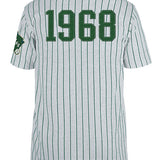 New Era Throwback Pinstripes Milwaukee Bucks T-Shirt in Grey - Back View