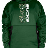 New Era Tri Icon Milwaukee Bucks Hooded Sweatshirt in Green - Front View