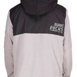 New Era Lift Pass Milwaukee Bucks 1/2 Zip Hooded Sweatshirt in Grey, Green, Gold and Black - Back View