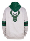 New Era Chenille Back Icon Milwaukee Bucks Hooded Sweatshirt in Grey - Back View
