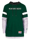 New Era Hood Twofer Milwaukee Bucks Hooded Long Sleeve T-Shirt in Green - Front View