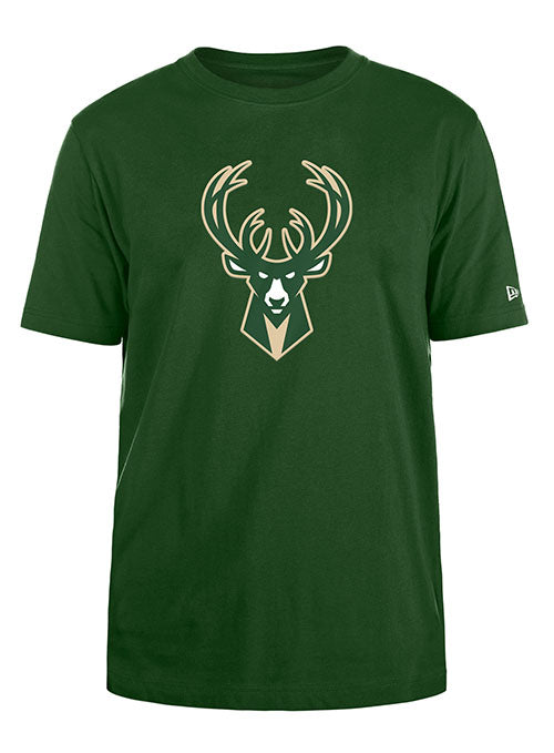 New Era Key Styles Icon Milwaukee Bucks T-Shirt in Green - Front View