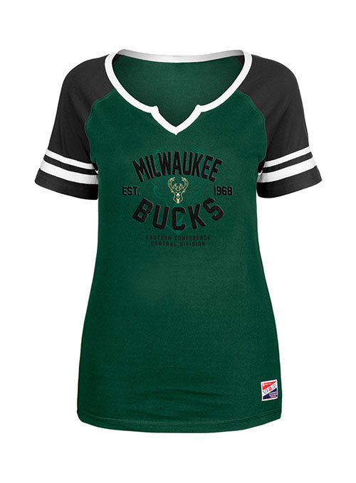 Notch Raglan Milwaukee Bucks V Neck T Shirt
