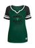 Women's New Era Notch Raglan Milwaukee Bucks V-Neck T-Shirt in Green and Black - Front View
