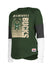 Women's New Era Tri Sleeve Block Milwaukee Bucks Long Sleeve T-Shirt in Green, Grey, and White - Angled Right Side View