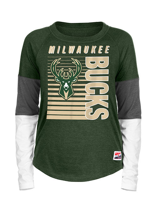 Tri Sleeve Block Milwaukee Bucks Long Sleeve T Shirt