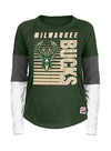 Women's New Era Tri Sleeve Block Milwaukee Bucks Long Sleeve T-Shirt