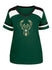 Women's New Era Front and Milwaukee Bucks V-Neck T-Shirt in Green - Front View