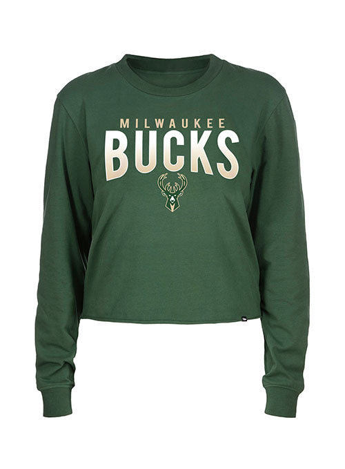 Milwaukee Bucks New Era Women's Brushed Jersey Cropped T-Shirt - Hunter  Green