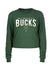 Women's New Era City team Logo Milwaukee Bucks Cropped Long Sleeve T-Shirt in Green - Front View