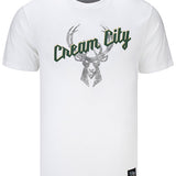 Bucks In Six Cream City Icon Half Milwaukee Bucks T-Shirt In White - Front View