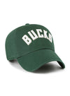 '47 Brand Clean Up Wordmark Green Milwaukee Bucks Adjustable Hat- angled right 