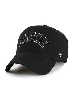 '47 Brand Clean Up Wordmark Black Milwaukee Bucks Adjustable Hat- angled left 