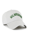 '47 Brand Clean Up Text Grey Milwaukee Bucks Adjustable Hat- angled right 