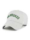 '47 Brand Clean Up Text Grey Milwaukee Bucks Adjustable Hat- angled left 