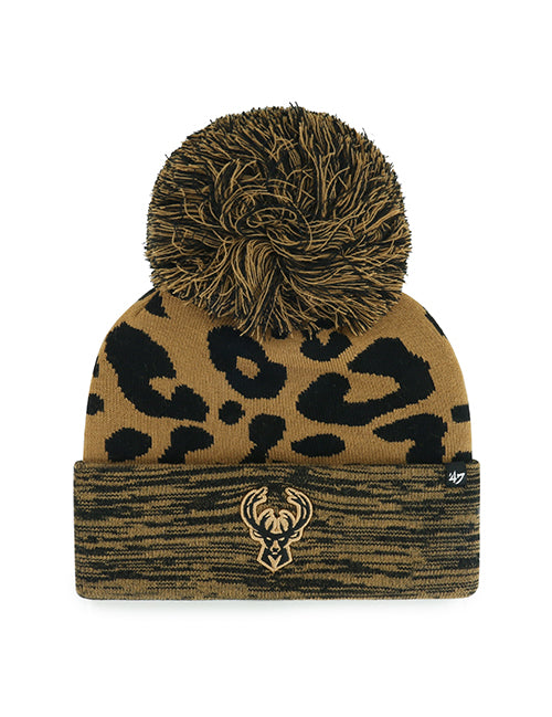 Women's '47 Brand Cuff Pom Rosette Milwaukee Bucks Knit Hat- front 