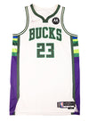 Game-Used Nike 2021-22 City Edition Wesley Matthews Milwaukee Bucks Authentic Jersey-front 