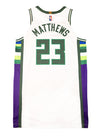 Game-Used Nike 2021-22 City Edition Wesley Matthews Milwaukee Bucks Authentic Jersey-back
