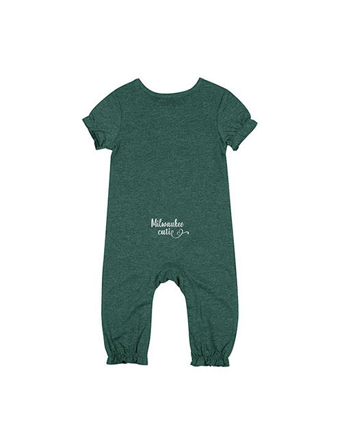 Infant Girls Rock Star Ruffle Milwaukee Bucks Onesie in Green - Back View