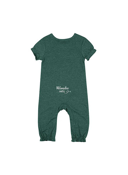 Women's New Era White/Hunter Green Milwaukee Bucks Baby Jersey Stripe  Spirit Long Sleeve T-Shirt