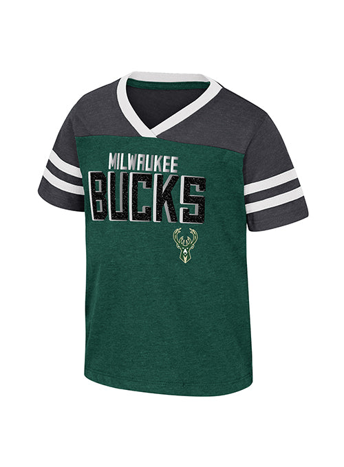 Toddler Girls Summer Green Milwaukee Bucks V-Neck T-Shirt-front