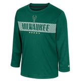 Toddler Stage Dive Poly Green Milwaukee Bucks Long Sleeve T-Shirt- front 