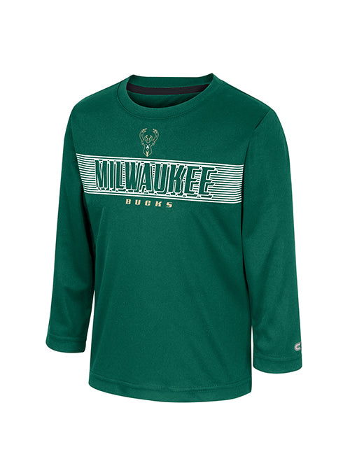 Toddler Stage Dive Poly Green Milwaukee Bucks Long Sleeve T-Shirt- front 