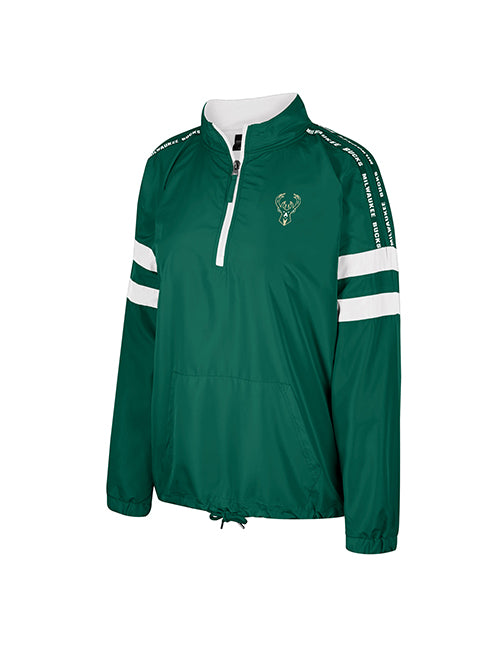 Women's Make a Statement Green Milwaukee Bucks 1/2 Zip Jacket- Front