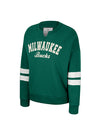 Women's Perfect Date Green Milwaukee Bucks Crewneck Sweatshirt