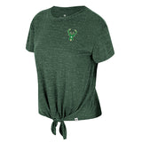 Women's Finalist Tie Front Green Milwaukee Bucks T-Shirt- front 