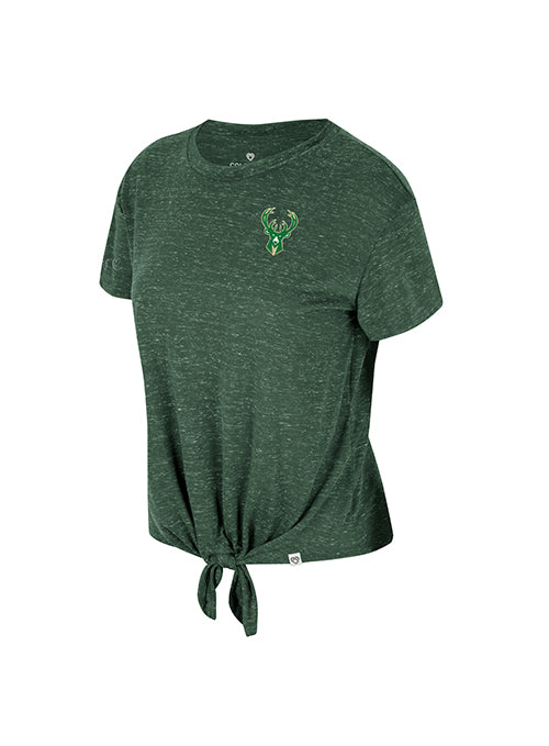 Women's Finalist Tie Front Green Milwaukee Bucks T-Shirt- front 