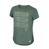 Youth Girls Hathaway Milwaukee Bucks T-Shirt in Green - Front View