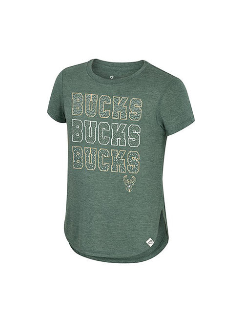 Youth Girls Hathaway Milwaukee Bucks T-Shirt in Green - Front View