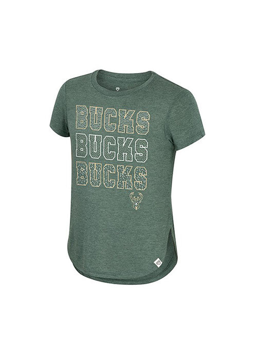 Youth Girls Hathaway Milwaukee Bucks T-Shirt in Green - Front View