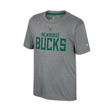 Youth Poly Freddy Milwaukee Bucks T-Shirt in Grey - Front View