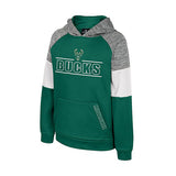 Youth Live Hardcore Poly Milwaukee Bucks Hooded Sweatshirt in Green, White and Grey - Front View