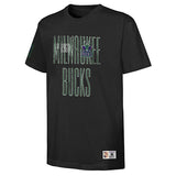 Youth Mitchell & Ness HWC '93 Hometown 2.0 Milwaukee Bucks T-Shirt in Black - Front View