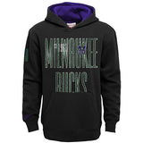 Youth Mitchell & Ness HWC '93 Hometown 2.0 Milwaukee Bucks Hooded Sweatshirt in Black and Purple - Front View